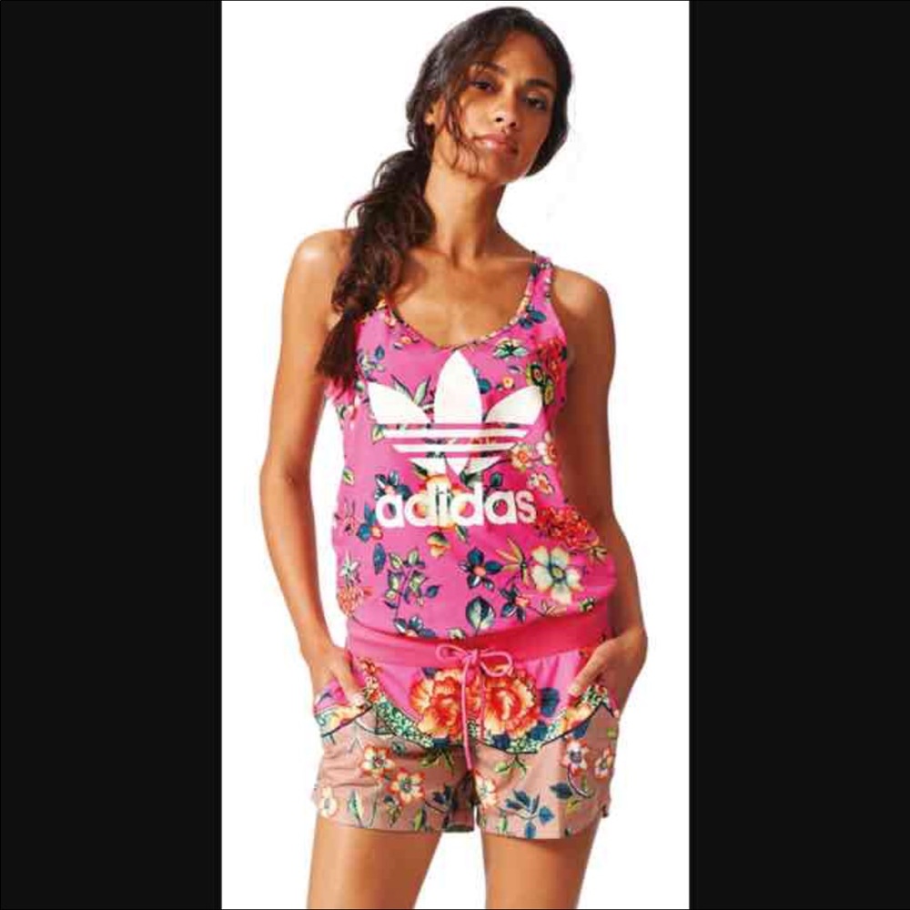 NWT Adidas FarmRio Romper Floral Pink!!